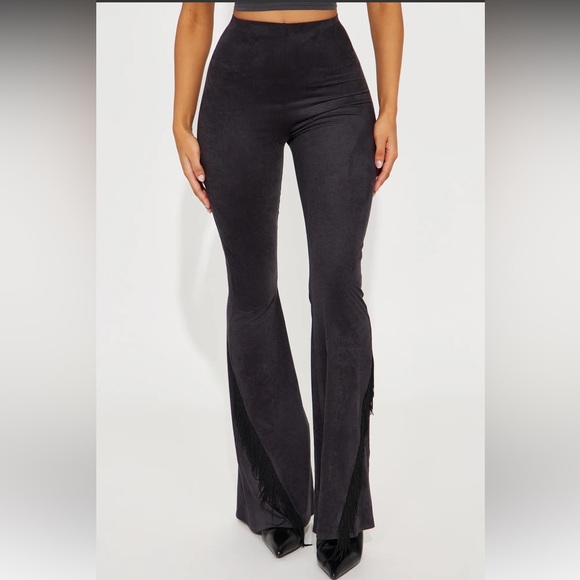 NWT❗️🤠🐴🖤 Black Faux Suede Flare Pant - Sz XL - Picture 4 of 9